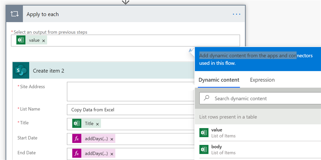 Copying Data From Online Excel To Sharepoint List Using Power Automate 2393